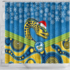 custom-parramatta-eels-rugby-christmas-shower-curtain-merry-xmas-2023-mix-aboriginal-art