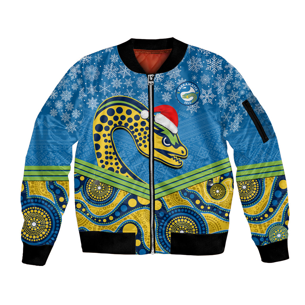 custom-parramatta-eels-rugby-christmas-sleeve-zip-bomber-jacket-merry-xmas-2023-mix-aboriginal-art
