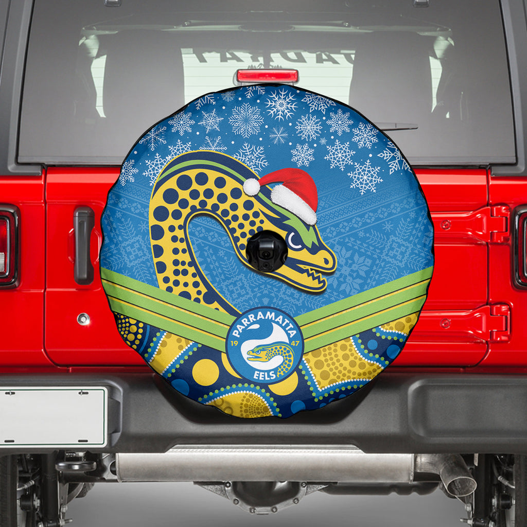 custom-parramatta-eels-rugby-christmas-spare-tire-cover-merry-xmas-2023-mix-aboriginal-art