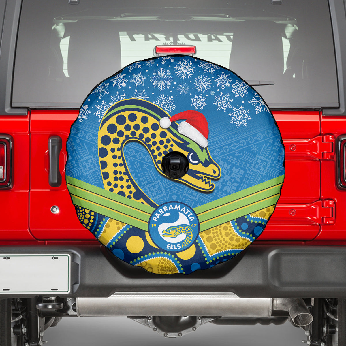 custom-parramatta-eels-rugby-christmas-spare-tire-cover-merry-xmas-2023-mix-aboriginal-art