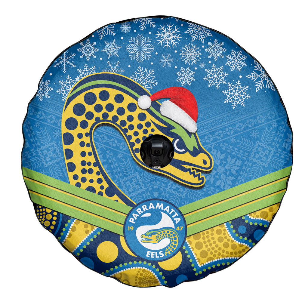 custom-parramatta-eels-rugby-christmas-spare-tire-cover-merry-xmas-2023-mix-aboriginal-art