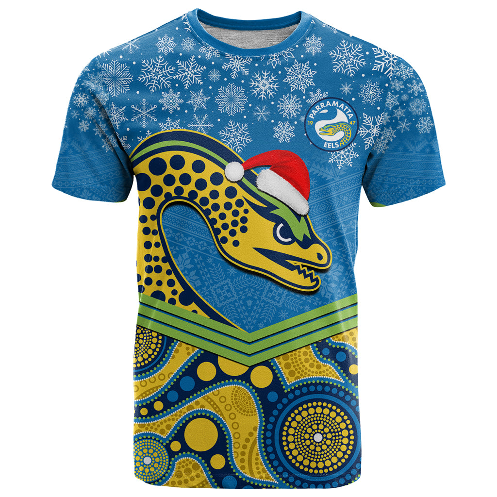custom-parramatta-eels-rugby-christmas-t-shirt-merry-xmas-2023-mix-aboriginal-art