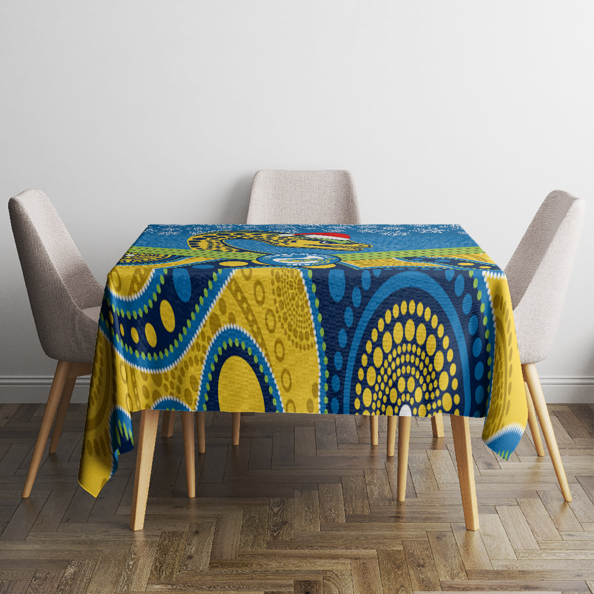 custom-parramatta-eels-rugby-christmas-tablecloth-merry-xmas-2023-mix-aboriginal-art