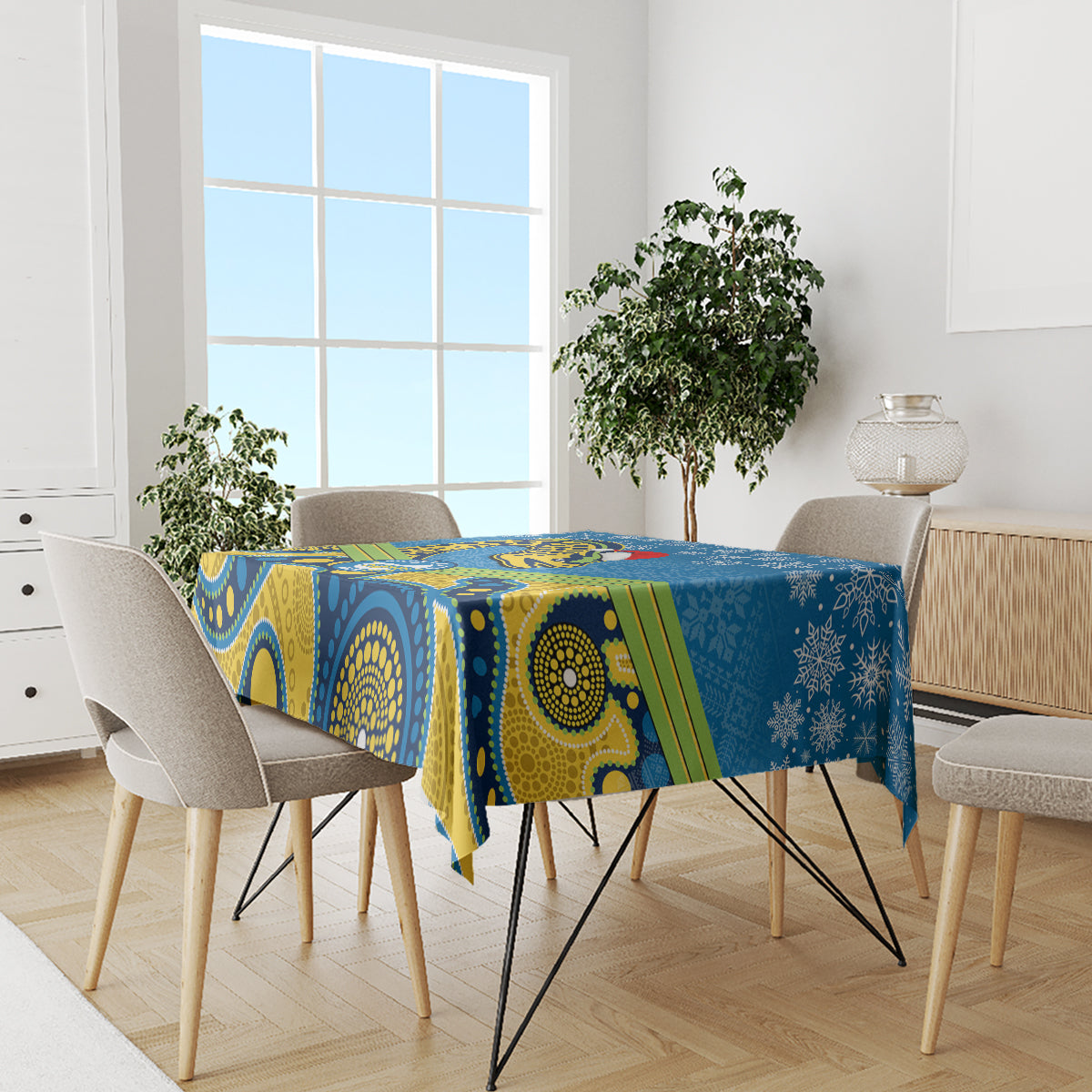 custom-parramatta-eels-rugby-christmas-tablecloth-merry-xmas-2023-mix-aboriginal-art
