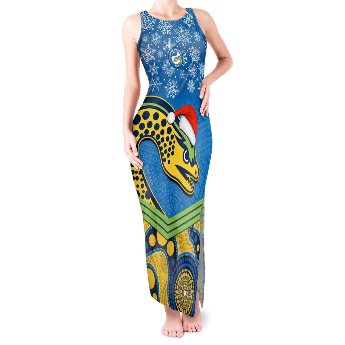 custom-parramatta-eels-rugby-christmas-tank-maxi-dress-merry-xmas-2023-mix-aboriginal-art
