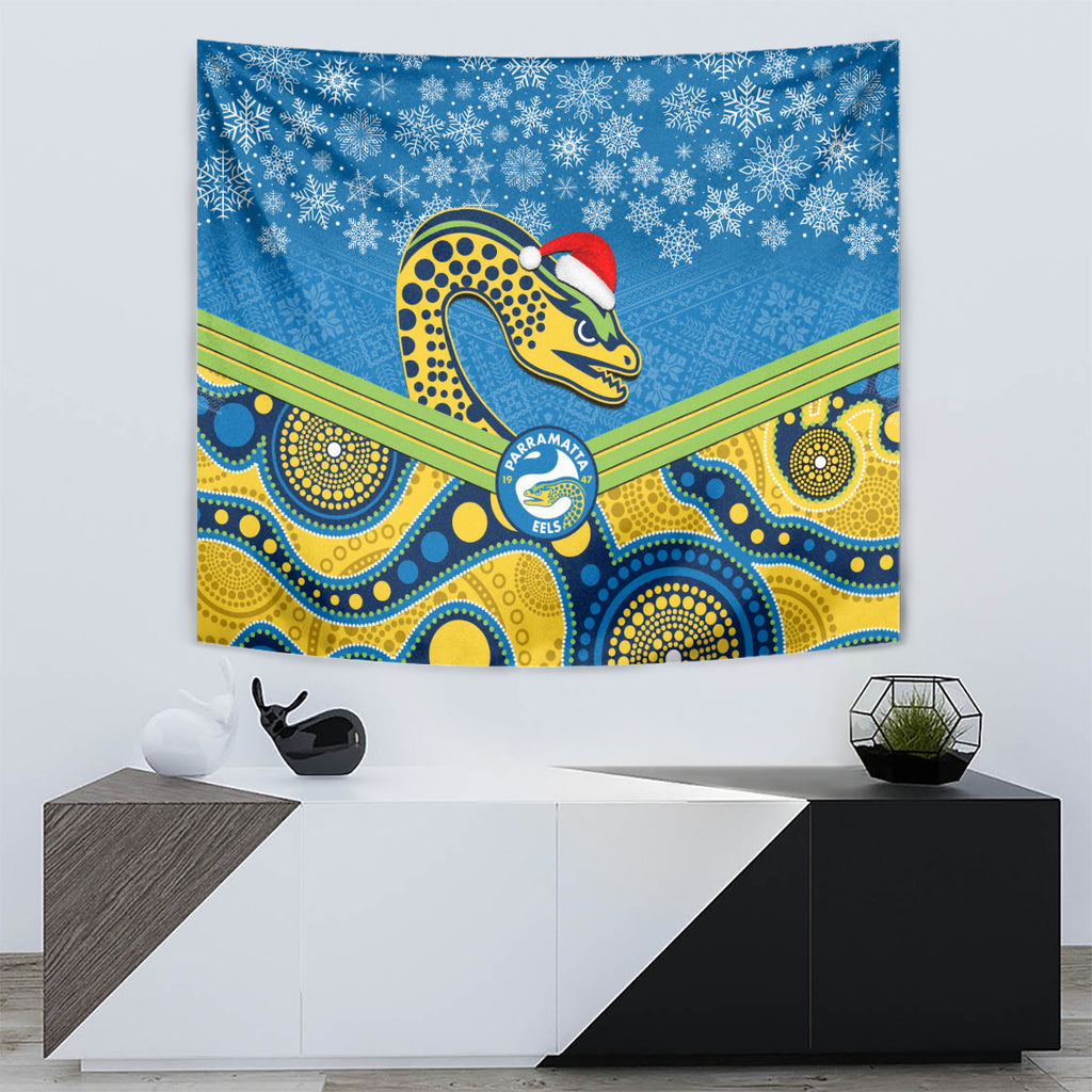 custom-parramatta-eels-rugby-christmas-tapestry-merry-xmas-2023-mix-aboriginal-art