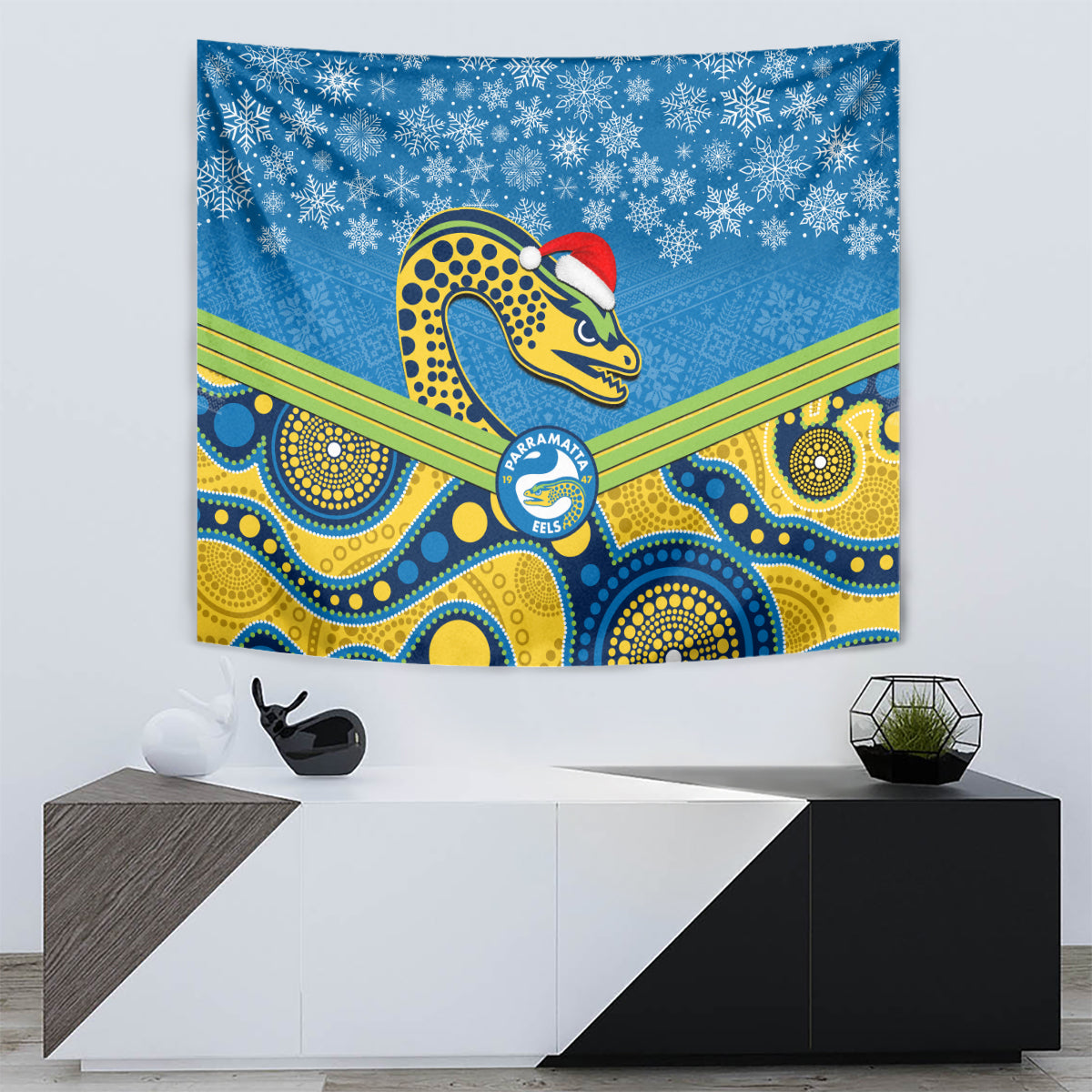 custom-parramatta-eels-rugby-christmas-tapestry-merry-xmas-2023-mix-aboriginal-art