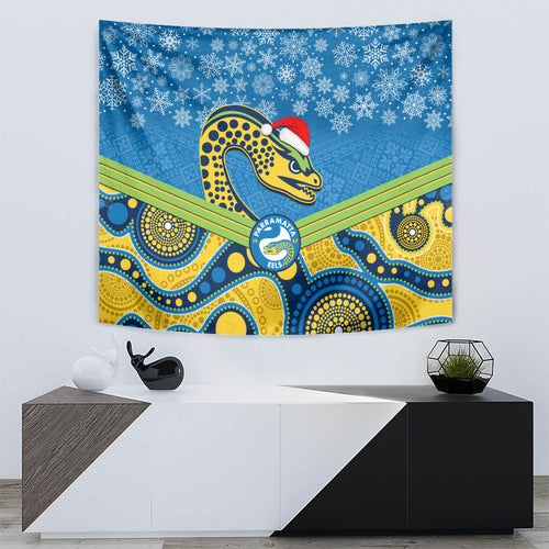 custom-parramatta-eels-rugby-christmas-tapestry-merry-xmas-2023-mix-aboriginal-art