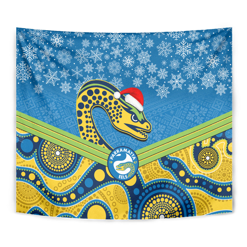 custom-parramatta-eels-rugby-christmas-tapestry-merry-xmas-2023-mix-aboriginal-art