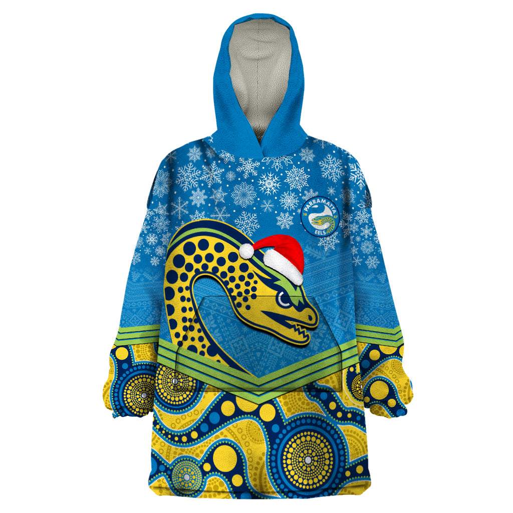custom-parramatta-eels-rugby-christmas-wearable-blanket-hoodie-merry-xmas-2023-mix-aboriginal-art