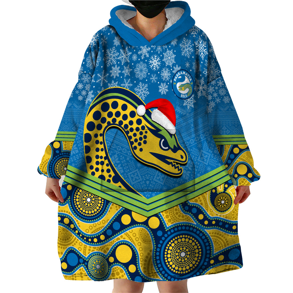 custom-parramatta-eels-rugby-christmas-wearable-blanket-hoodie-merry-xmas-2023-mix-aboriginal-art
