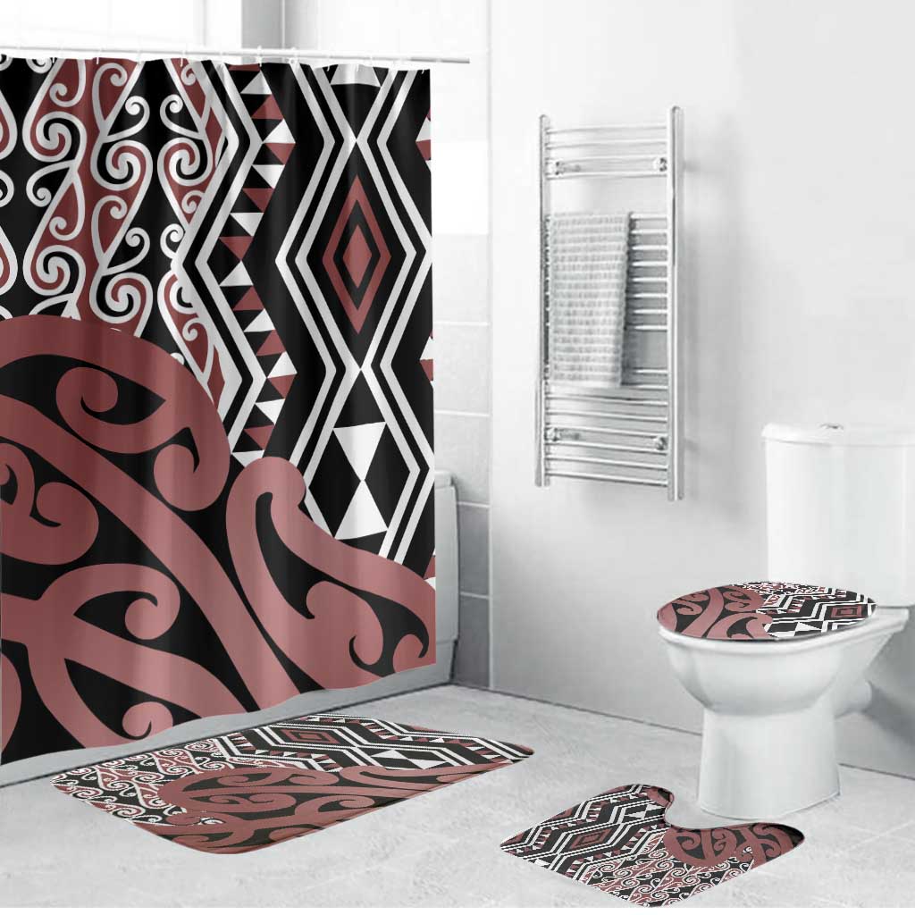 New Zealand Bathroom Set Aotearoa Kowhaiwhai Mix Taniko Art - Aussie Hoodie