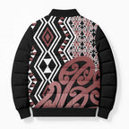 New Zealand Bomber Puffer Jacket Aotearoa Kowhaiwhai Mix Taniko Art - Aussie Hoodie