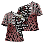 New Zealand Cross Shoulder Shirt Aotearoa Kowhaiwhai Mix Taniko Art - Aussie Hoodie