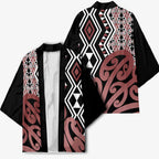 New Zealand Kimono Aotearoa Kowhaiwhai Mix Taniko Art - Aussie Hoodie