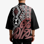 New Zealand Kimono Aotearoa Kowhaiwhai Mix Taniko Art - Aussie Hoodie