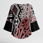 New Zealand Kimono Sleeve Blouse Aotearoa Kowhaiwhai Mix Taniko Art - Aussie Hoodie
