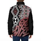 New Zealand Padded Jacket Aotearoa Kowhaiwhai Mix Taniko Art - Aussie Hoodie