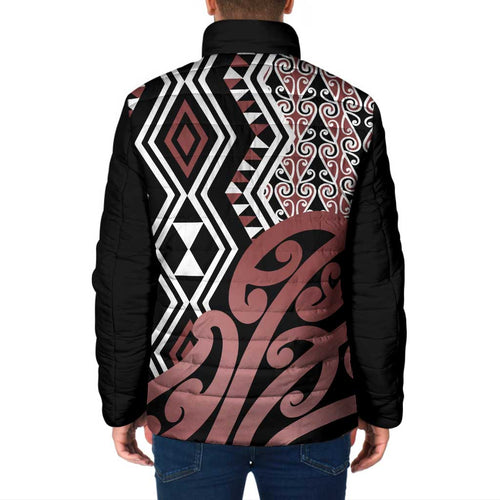 New Zealand Padded Jacket Aotearoa Kowhaiwhai Mix Taniko Art - Aussie Hoodie