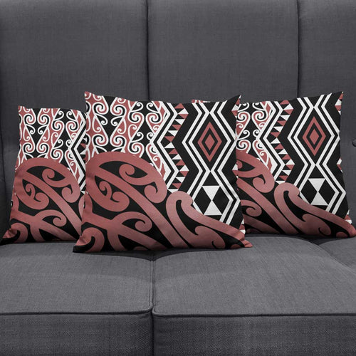 New Zealand Pillow Cover Aotearoa Kowhaiwhai Mix Taniko Art - Aussie Hoodie