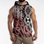 New Zealand Sleeveless Hoodie Aotearoa Kowhaiwhai Mix Taniko Art - Aussie Hoodie