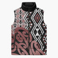 New Zealand Sleeveless Puffer Jacket Aotearoa Kowhaiwhai Mix Taniko Art - Aussie Hoodie