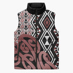 New Zealand Sleeveless Puffer Jacket Aotearoa Kowhaiwhai Mix Taniko Art - Aussie Hoodie