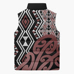 New Zealand Sleeveless Puffer Jacket Aotearoa Kowhaiwhai Mix Taniko Art - Aussie Hoodie