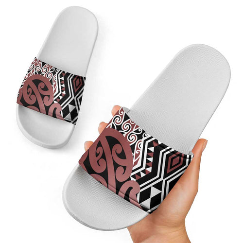 New Zealand Slide Sandals Aotearoa Kowhaiwhai Mix Taniko Art - Aussie Hoodie