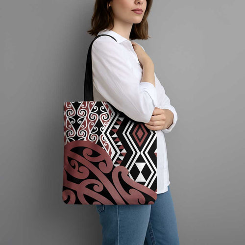 New Zealand Tote Bag Aotearoa Kowhaiwhai Mix Taniko Art - Aussie Hoodie