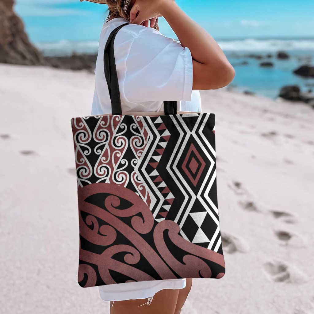 New Zealand Tote Bag Aotearoa Kowhaiwhai Mix Taniko Art - Aussie Hoodie