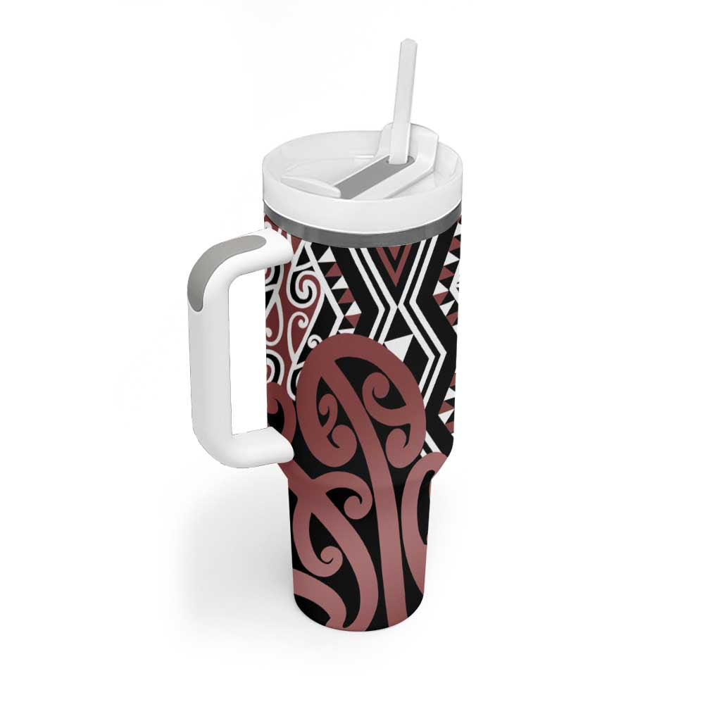 New Zealand Tumbler With Handle Aotearoa Kowhaiwhai Mix Taniko Art - Brown