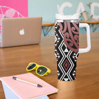New Zealand Tumbler With Handle Aotearoa Kowhaiwhai Mix Taniko Art - Brown