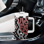 New Zealand Tumbler With Handle Aotearoa Kowhaiwhai Mix Taniko Art - Brown