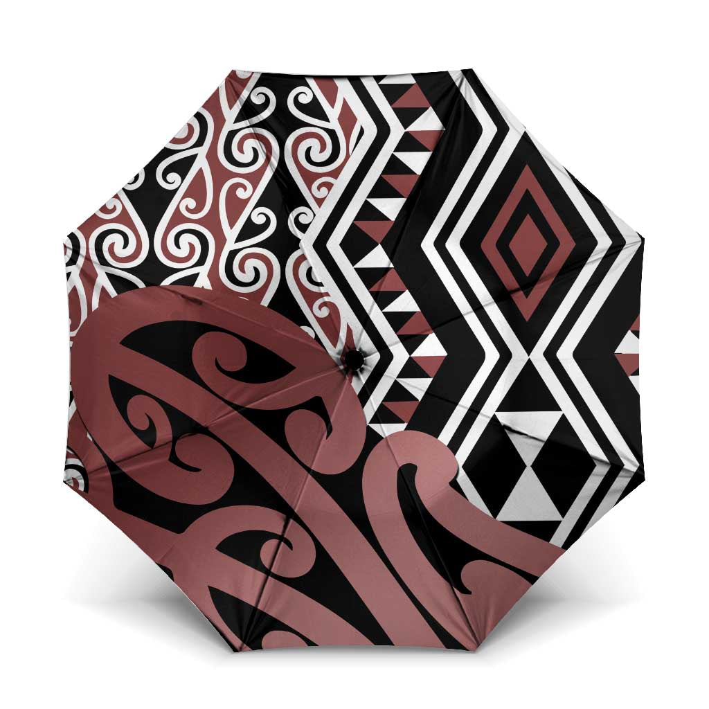 New Zealand Umbrella Aotearoa Kowhaiwhai Mix Taniko Art - Aussie Hoodie
