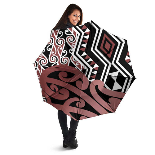 New Zealand Umbrella Aotearoa Kowhaiwhai Mix Taniko Art - Aussie Hoodie