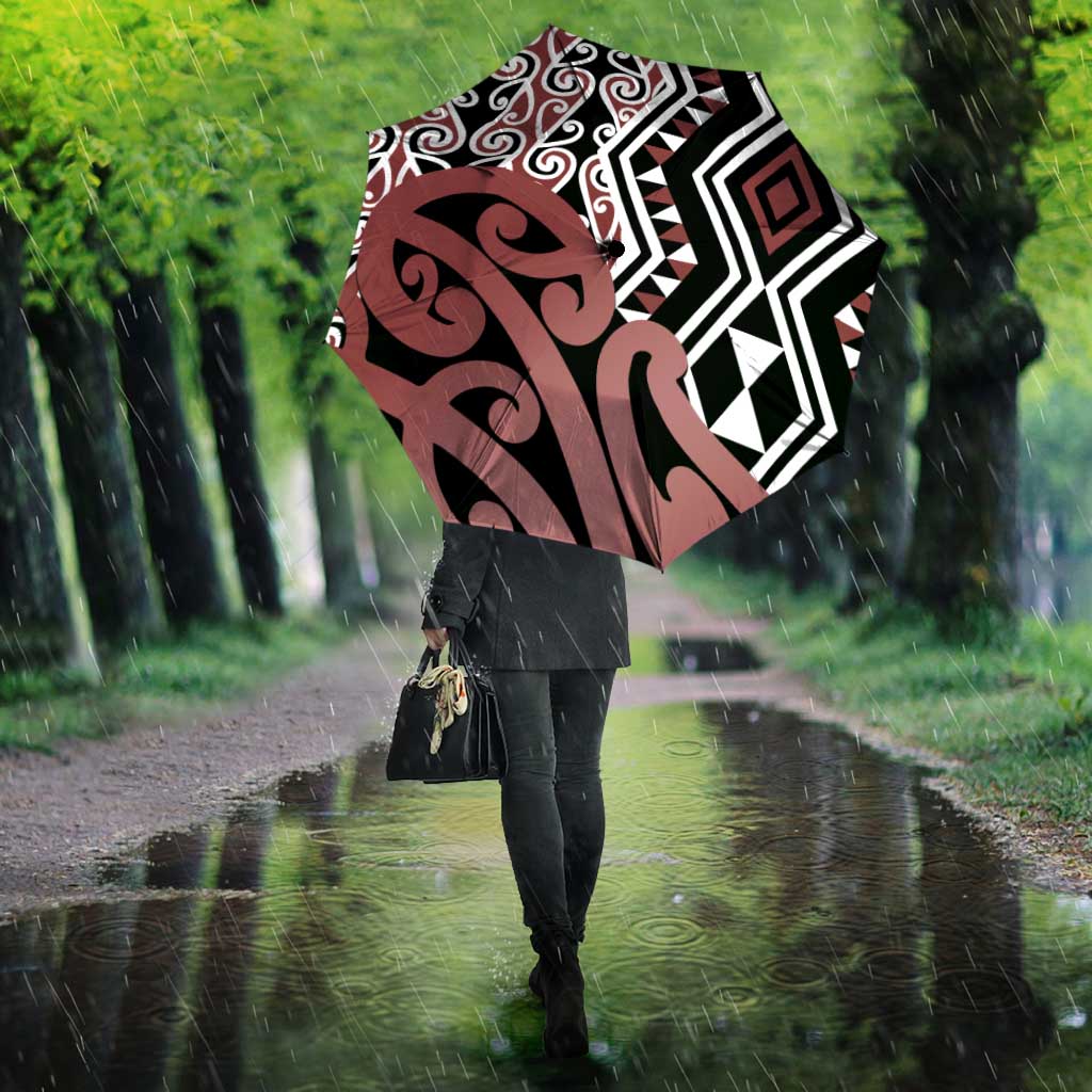 New Zealand Umbrella Aotearoa Kowhaiwhai Mix Taniko Art - Aussie Hoodie