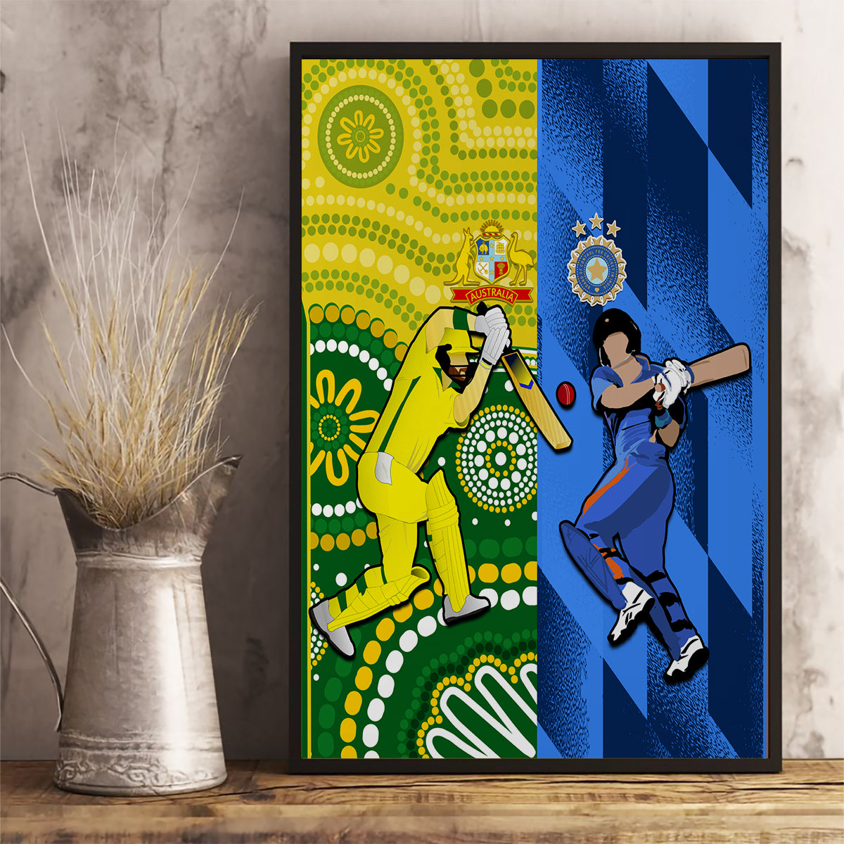 australia-and-india-cricket-canvas-wall-art-2023-world-cup-final-together