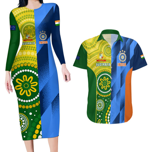australia-and-india-cricket-couples-matching-long-sleeve-bodycon-dress-and-hawaiian-shirt-2023-world-cup-final-together