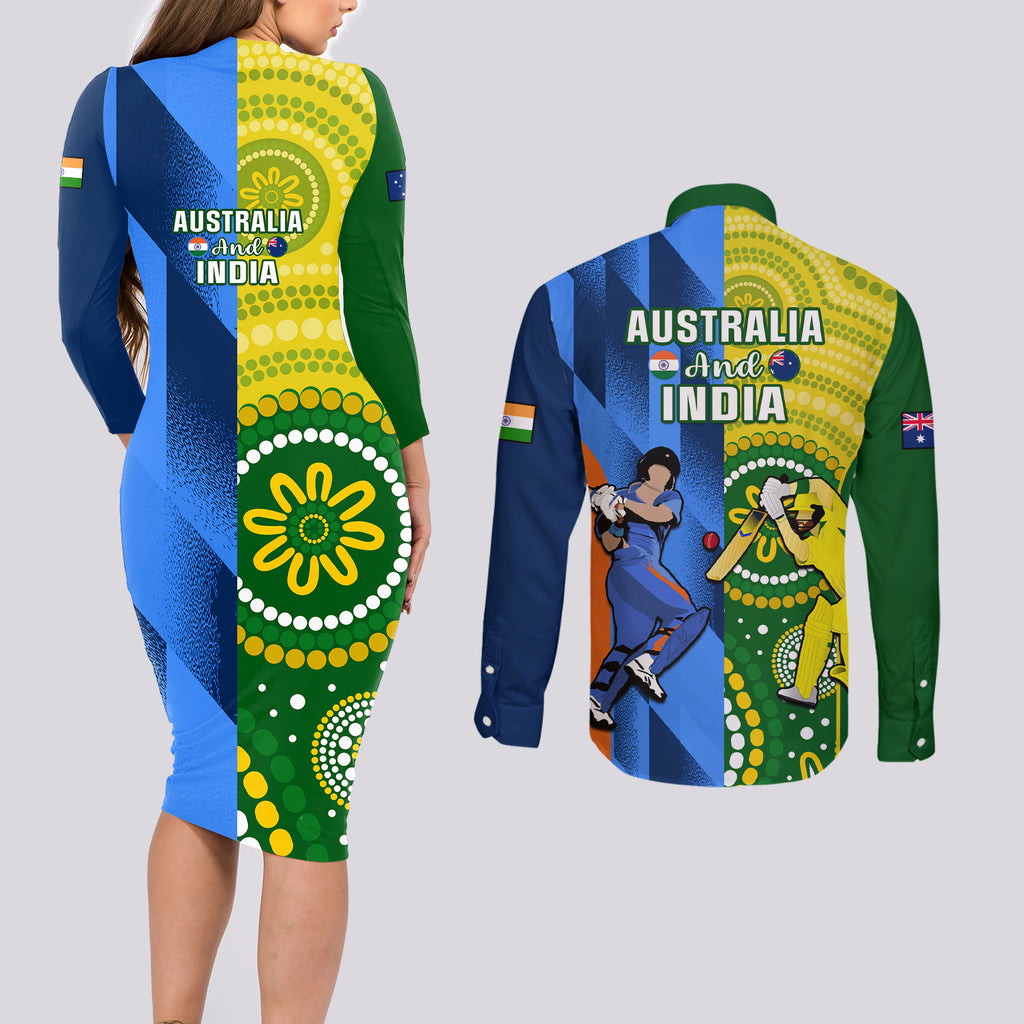 australia-and-india-cricket-couples-matching-long-sleeve-bodycon-dress-and-long-sleeve-button-shirt-2023-world-cup-final-together