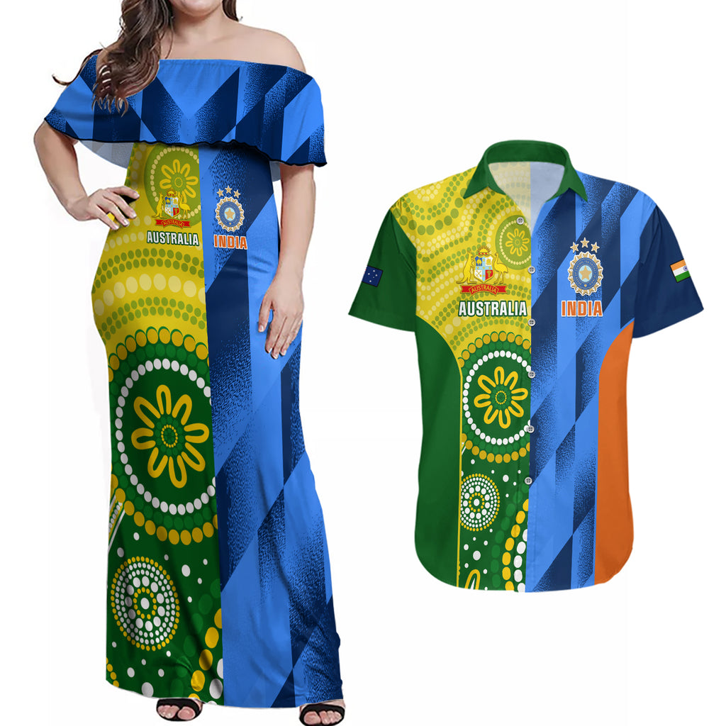 australia-and-india-cricket-couples-matching-off-shoulder-maxi-dress-and-hawaiian-shirt-2023-world-cup-final-together