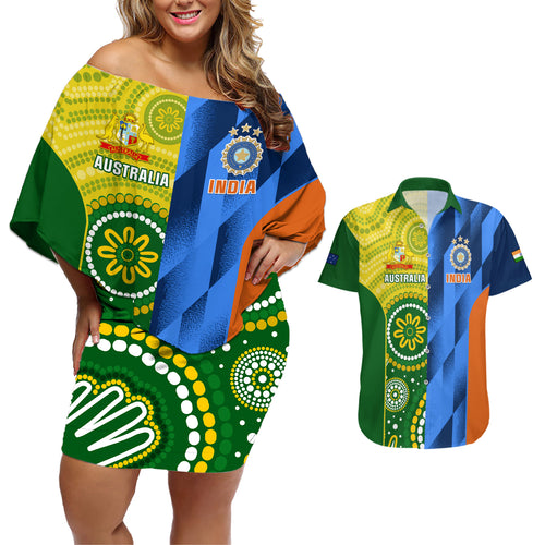 australia-and-india-cricket-couples-matching-off-shoulder-short-dress-and-hawaiian-shirt-2023-world-cup-final-together