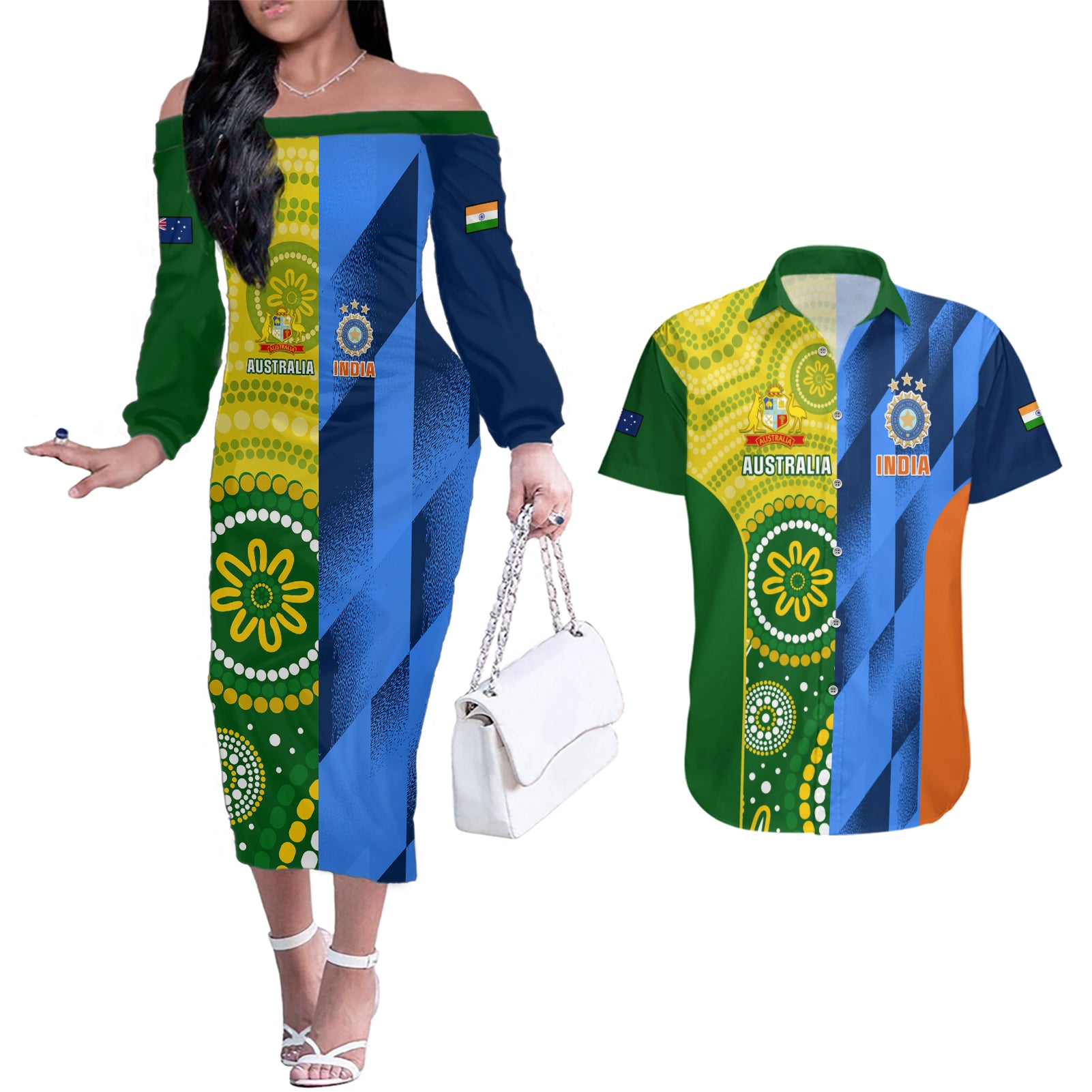 australia-and-india-cricket-couples-matching-off-the-shoulder-long-sleeve-dress-and-hawaiian-shirt-2023-world-cup-final-together