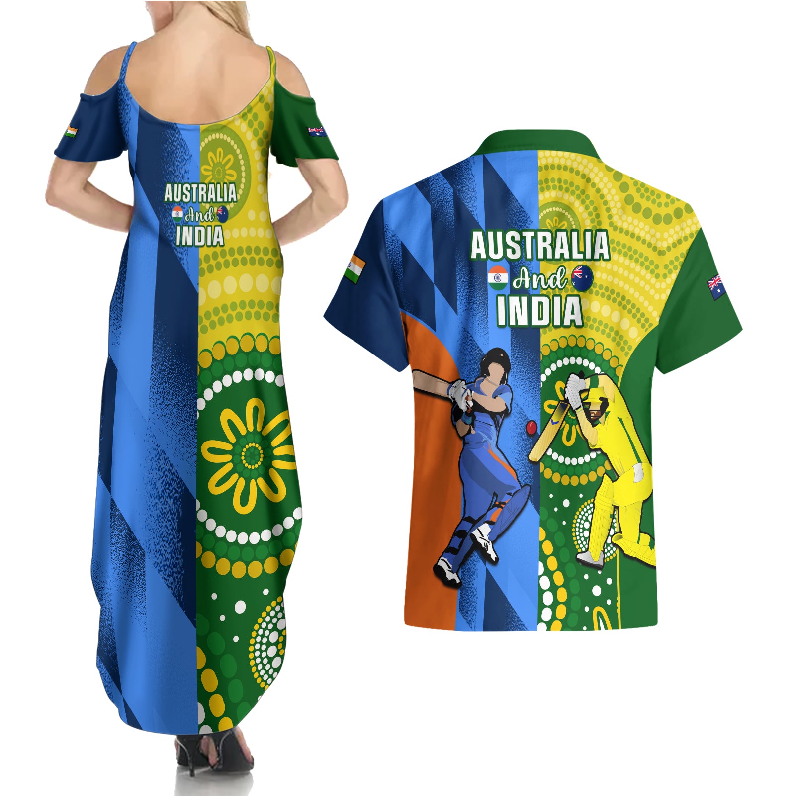 australia-and-india-cricket-couples-matching-summer-maxi-dress-and-hawaiian-shirt-2023-world-cup-final-together