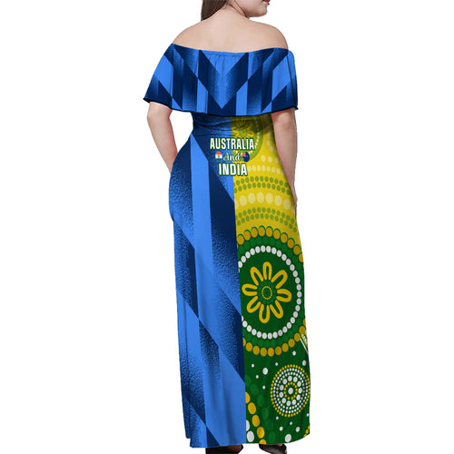 australia-and-india-cricket-family-matching-off-shoulder-maxi-dress-and-hawaiian-shirt-2023-world-cup-final-together