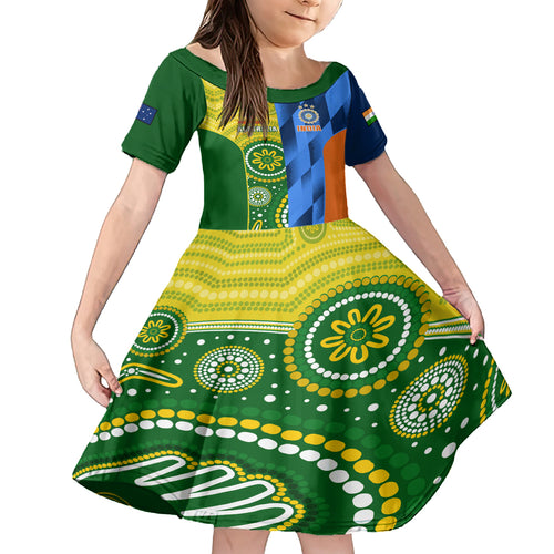 australia-and-india-cricket-kid-short-sleeve-dress-2023-world-cup-final-together