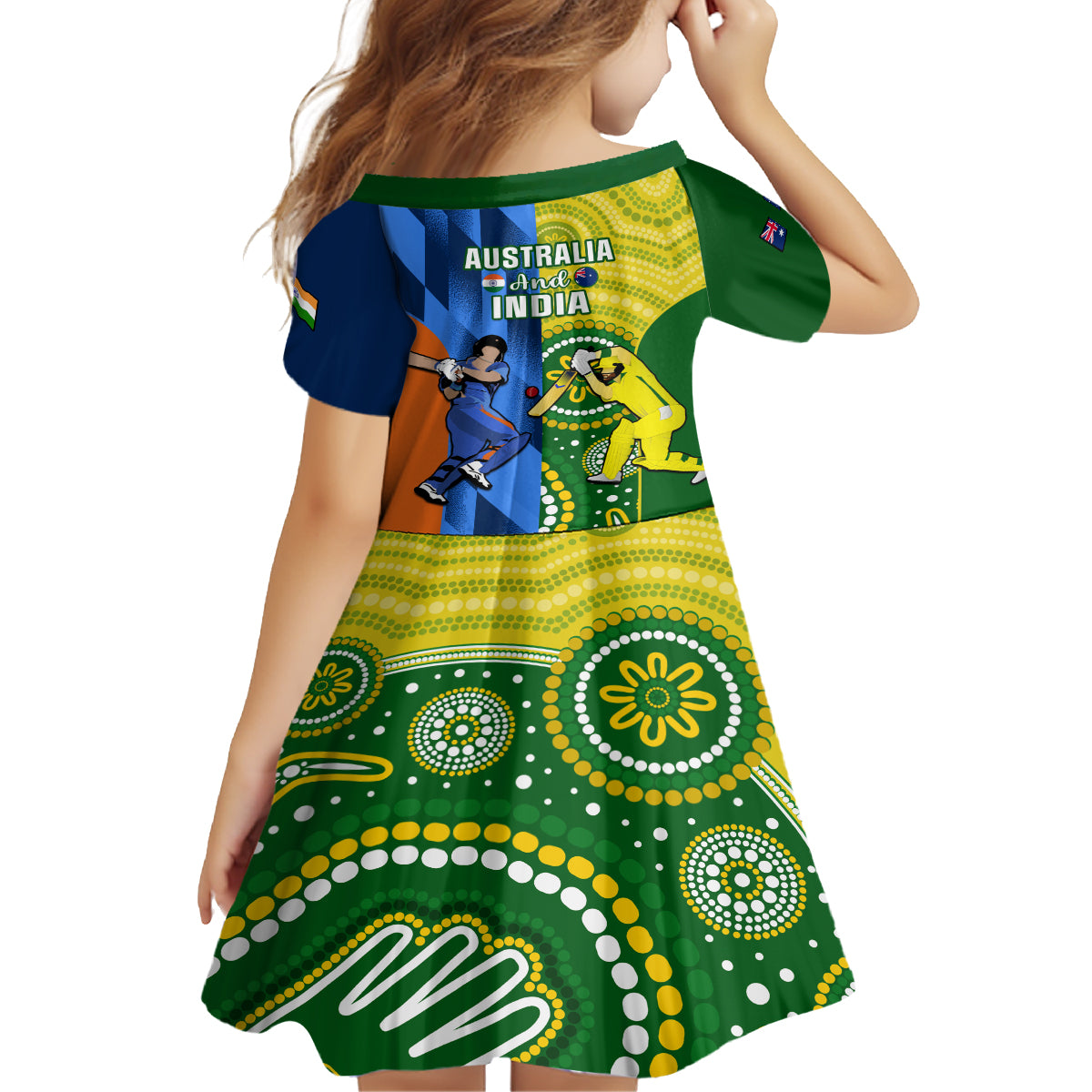 australia-and-india-cricket-kid-short-sleeve-dress-2023-world-cup-final-together