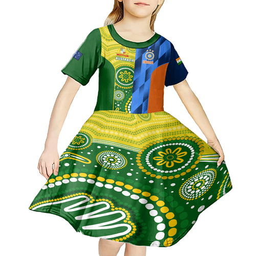 australia-and-india-cricket-kid-short-sleeve-dress-2023-world-cup-final-together