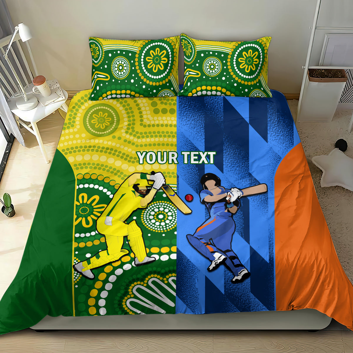 custom-australia-and-india-cricket-bedding-set-2023-world-cup-final-together