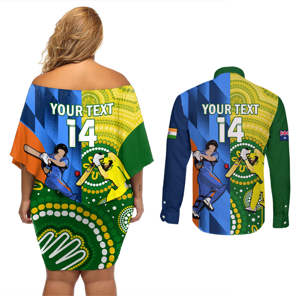 custom-australia-and-india-cricket-couples-matching-off-shoulder-short-dress-and-long-sleeve-button-shirt-2023-world-cup-final-together